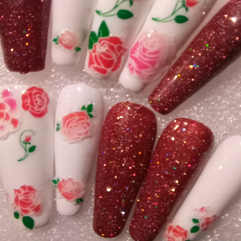 Sparkle roses press on nails - Picture 2 of 2